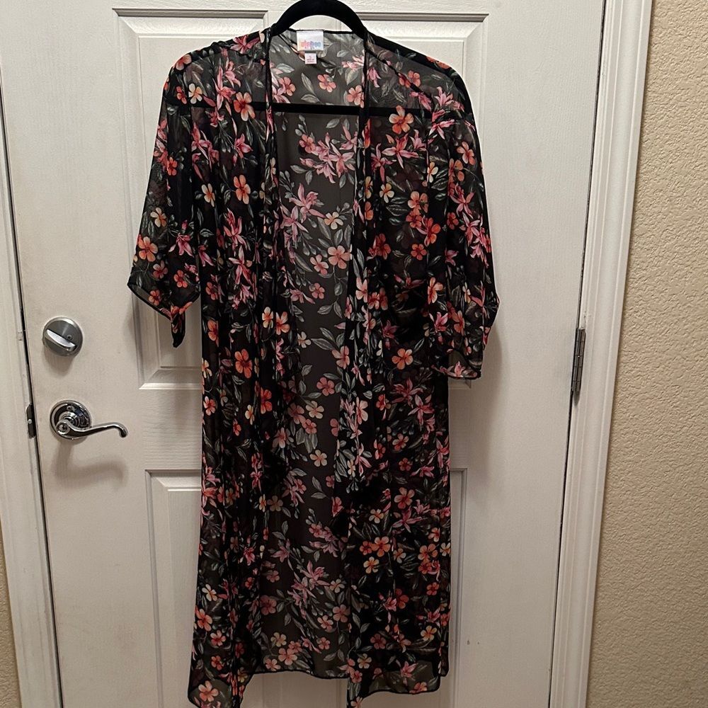 LuLaRoe Floral Shirley Kimono - Black, Pink, Orange